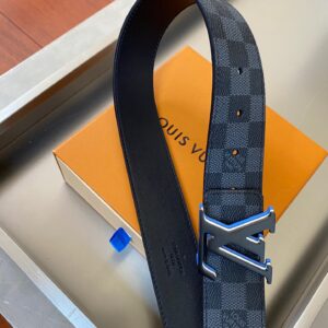 Louis Vuitton Initiales Reversible LV Belt Damier Graphite with Black Toned Hardware LV Women Belt