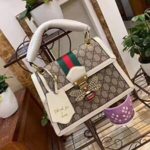 Gucci Queen Margaret GG Small Top Handle Bag Beige And Ebony GG Supreme Canvas For Women 10in/26cm GG 476541