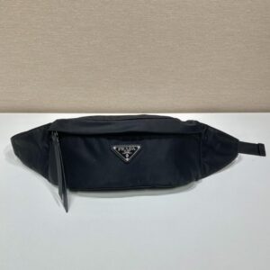 Prada Re-Nylon And Saffiano Belt Bag Black For Women, Women's Bags 10.2in/26cm 2VL034_2DMG_F0002_V_OOO