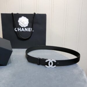 Chanel Belt With Double C Buckle Black With Full Silver Hardware Women Belt