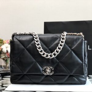 Chanel 19 Maxi Handbag Black For Women 14in/36cm