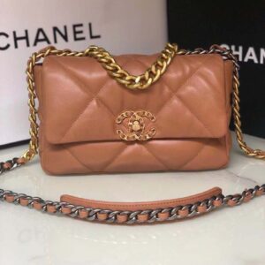 Chanel 19 Handbag 26cm Brown For Women AS1160