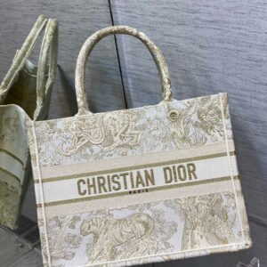 Christian Dior Medium Dior Book Tote Gold-Tone Toile de Jouy Embroidery, Gold, For Women Women’s Handbags, 36cm CD M1296ZTQO_M01E